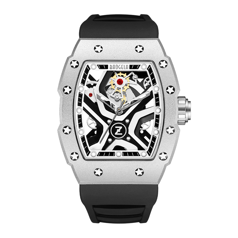 남성 패션 스포츠 방수 기계식 바람 시계 50bar 캐주얼 스테인리스 시계 일본 reloj hombre 4143에 대한 Baogela 최고 브랜드 시계