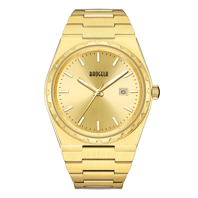 Baogela 40mm 브랜드 All Gold Stainless Steel Men \\\\ \'의 Wristwatch Classic Business 50m 방수 일본 운동 석영 남성 22801